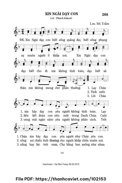 Xin Ngài dạy con - Lm. Mi Trầm - trang 1