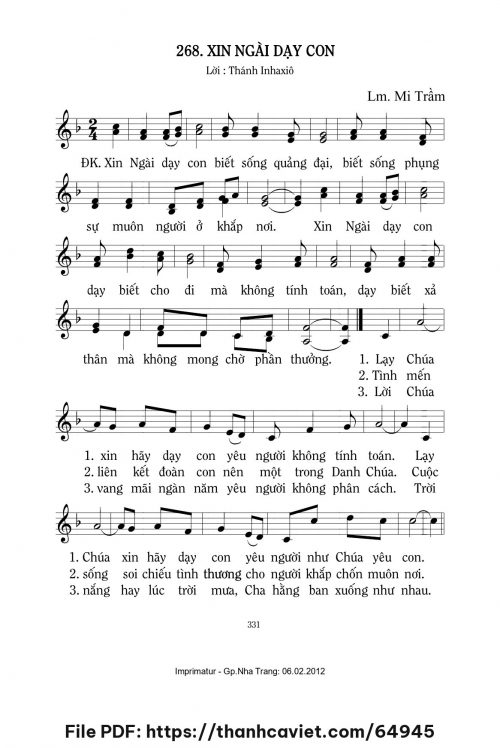 Xin Ngài dạy con - Lm. Mi Trầm - trang 1