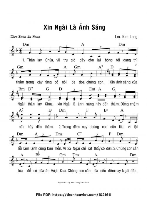 Xin Ngài là ánh sáng - Lm. Kim Long - trang 1
