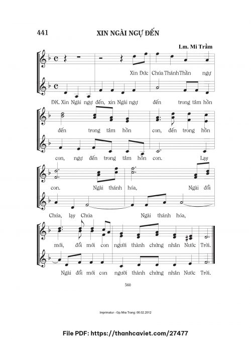 Xin Ngài ngự đến - Lm. Mi Trầm - trang 1