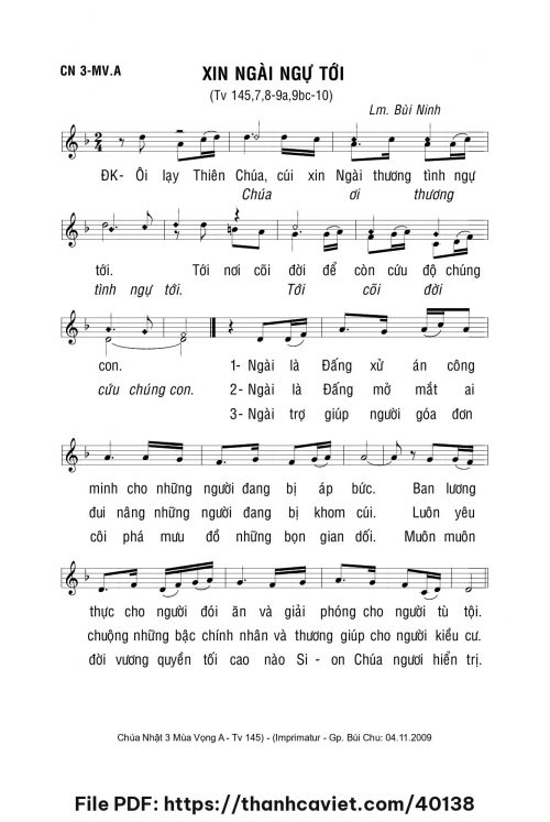 Xin Ngài ngự tới - Lm. Bùi Ninh - trang 1