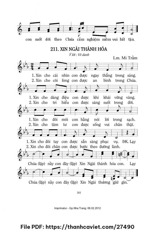 Xin Ngài thánh hóa - Lm. Mi Trầm - trang 1