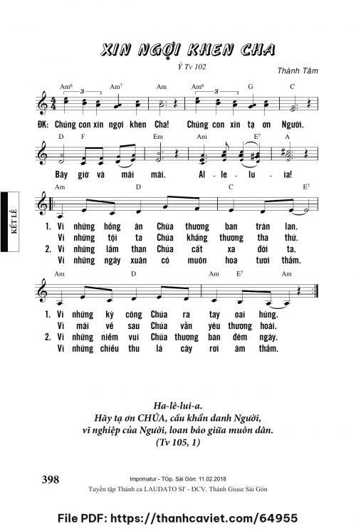 Xin ngợi khen Cha - Lm. Thành Tâm - trang 1
