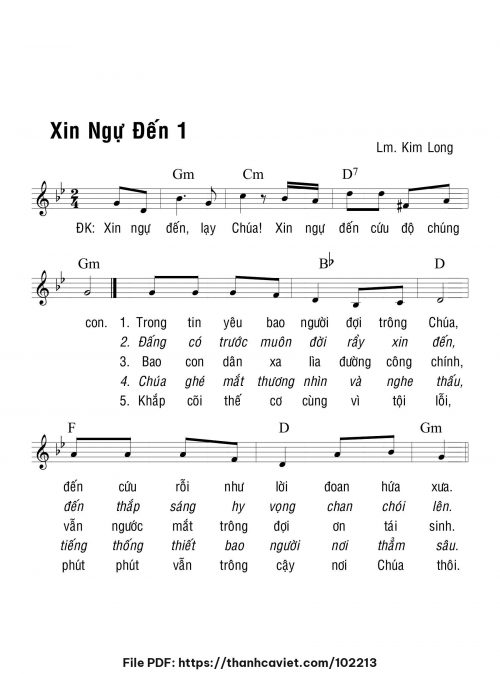 Xin ngự đến 1 - Lm. Kim Long - trang 1