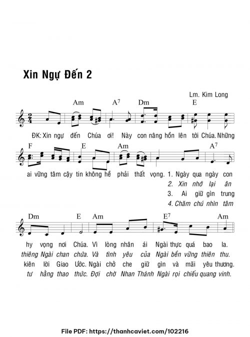 Xin ngự đến 2 - Lm. Kim Long - trang 1