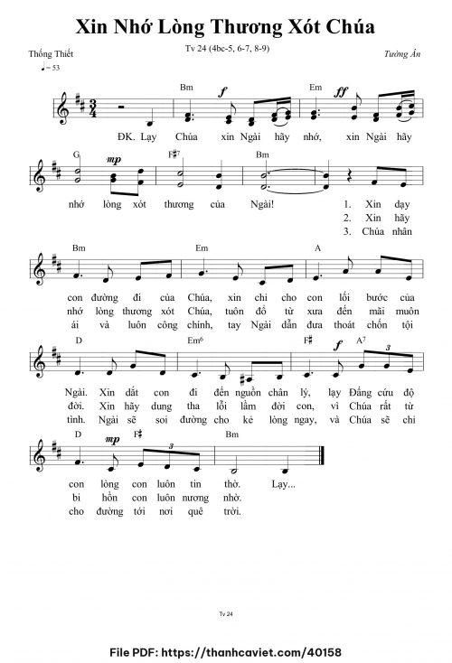 Xin nhớ lòng thương xót Chúa - Tường Ân - trang 1
