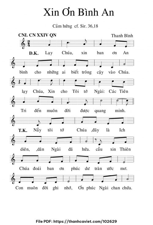Xin ơn bình an - Lm. Thanh Bình - trang 1