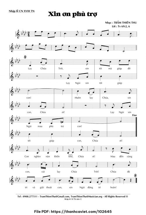 Xin ơn phù trợ - Trầm Thiên Thu - trang 1