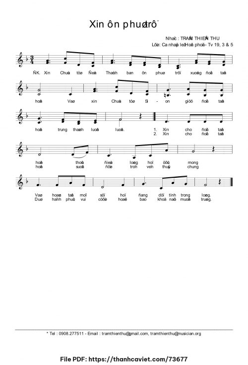 Xin ơn phù trợ - Trầm Thiên Thu - trang 1