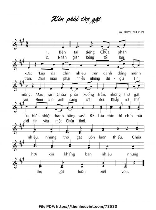 Xin phái thợ gặt - Lm. DUYLINH.PHN - trang 1