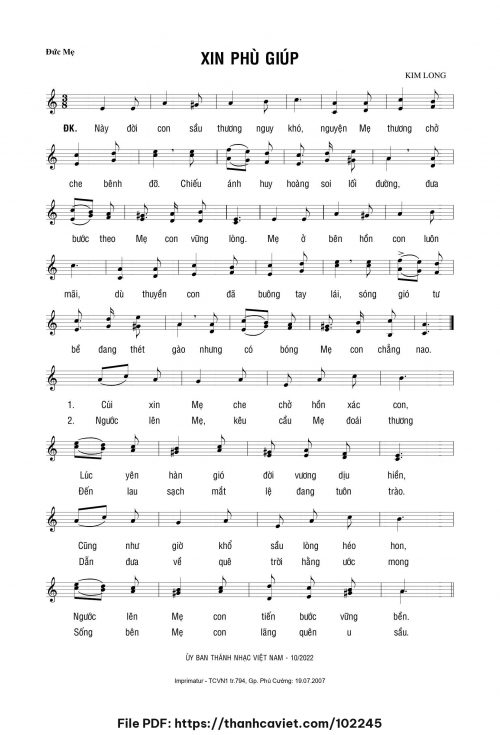 Xin phù giúp - Lm. Kim Long - trang 1