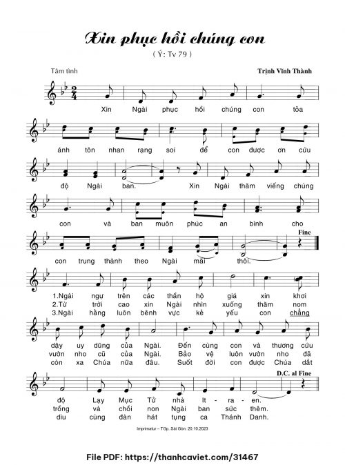 Xin phục hồi chúng con - Trịnh Vĩnh Thành - trang 1