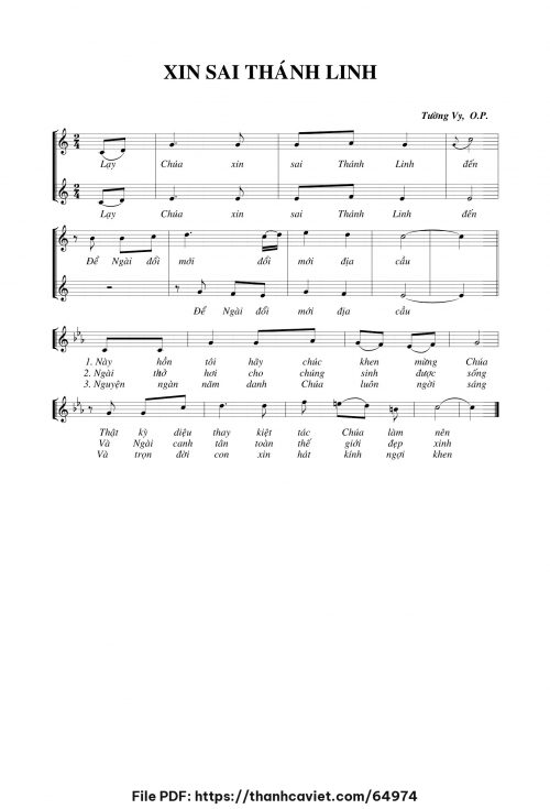 Xin sai Thánh Linh - Sr. Tường Vy, OP - trang 1