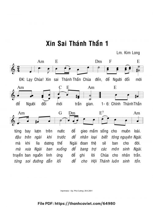 Xin sai Thánh Thần 1 - Lm. Kim Long - trang 1