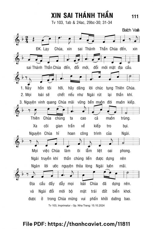Xin sai Thánh Thần - Lm. Bạch Vân - trang 1