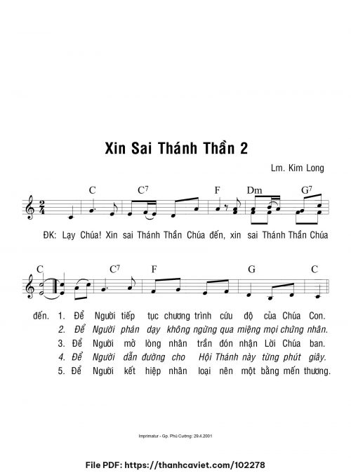 Xin sai Thánh Thần 2 - Lm. Kim Long - trang 1