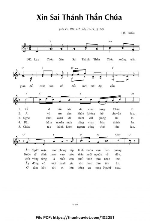 Xin sai Thánh Thần Chúa - Hải Triều - trang 1