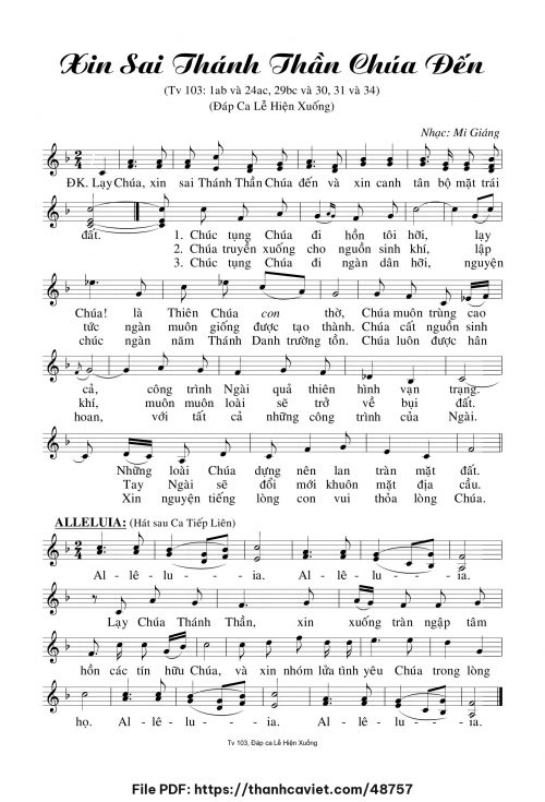 Xin sai Thánh Thần Chúa đến - Mi Giáng - trang 1