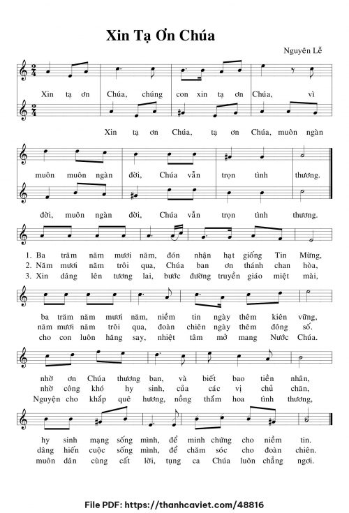 Xin tạ ơn Chúa - Lm. Nguyên Lễ - trang 1