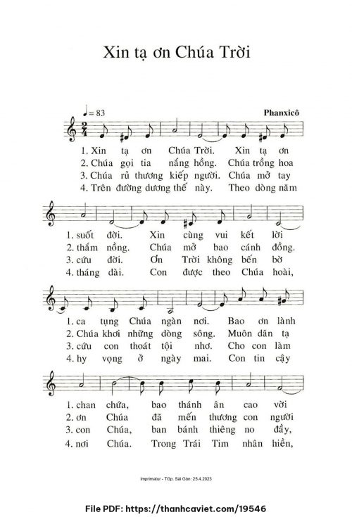 Xin tạ ơn Chúa Trời - Phanxicô - trang 1