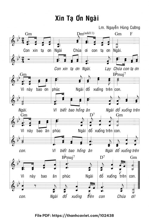 Xin tạ ơn Ngài - Lm. Nguyễn Hùng Cường - trang 1