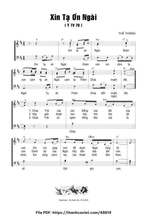 Xin tạ ơn Ngài - Thế Thông - trang 1