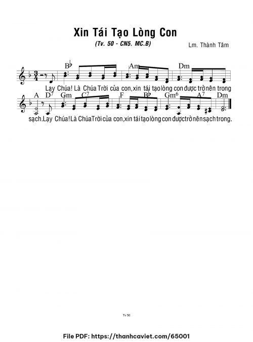 Xin tái tạo lòng con - Lm. Thành Tâm - trang 1
