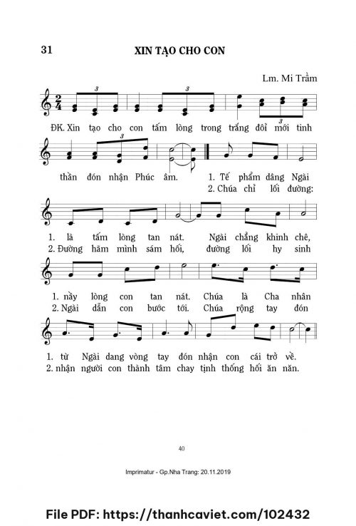 Xin tạo cho con - Lm. Mi Trầm - trang 1