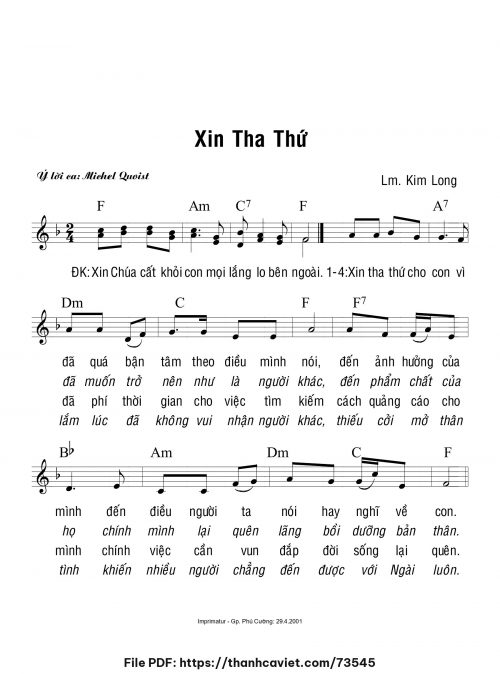 Xin tha thứ - Lm. Kim Long - trang 1