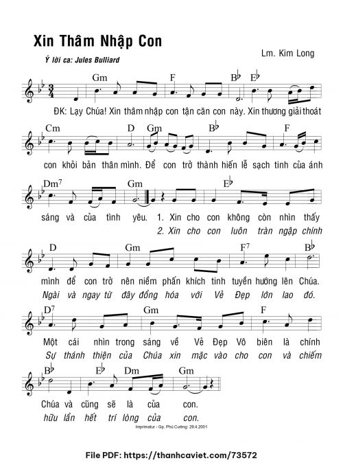 Xin thâm nhập con - Lm. Kim Long - trang 1