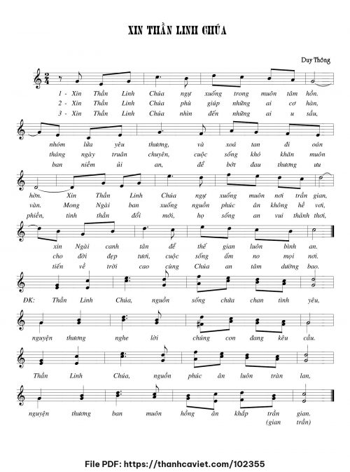 Xin Thần linh Chúa - Duy Thông - trang 1