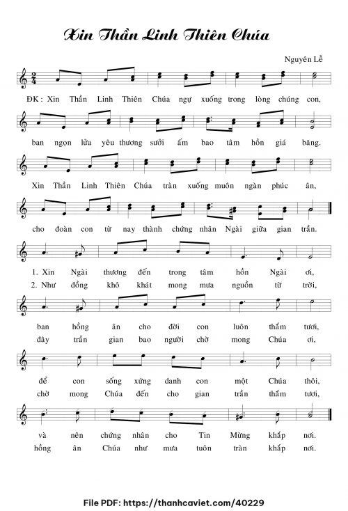 Xin Thần Linh Thiên Chúa - Lm. Nguyên Lễ - trang 1