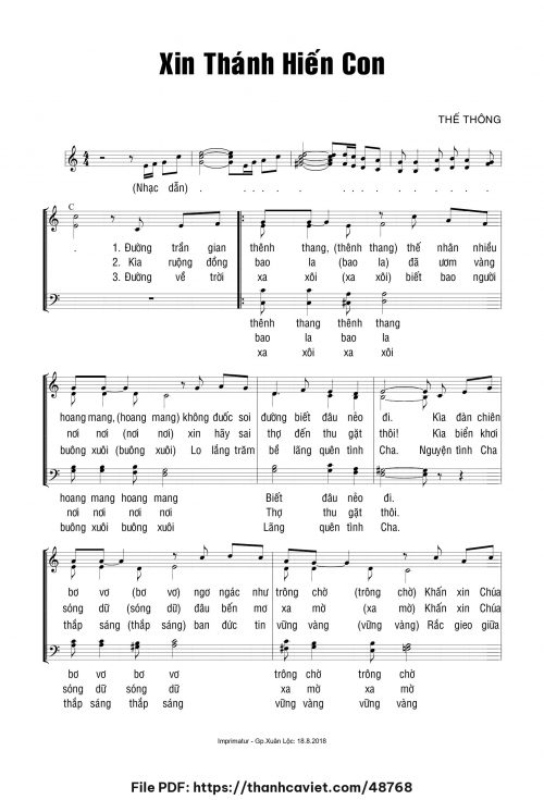 Xin thánh hiến con - Thế Thông - Lời: Miên Ly - trang 1