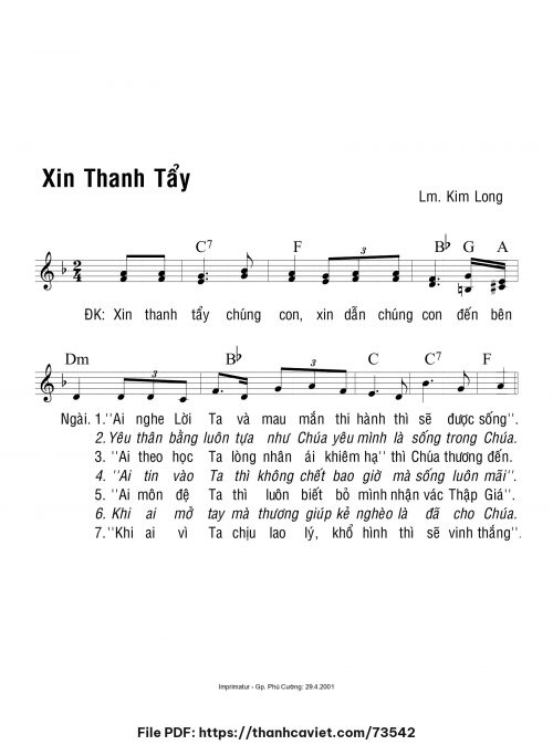 Xin thanh tẩy - Lm. Kim Long - trang 1
