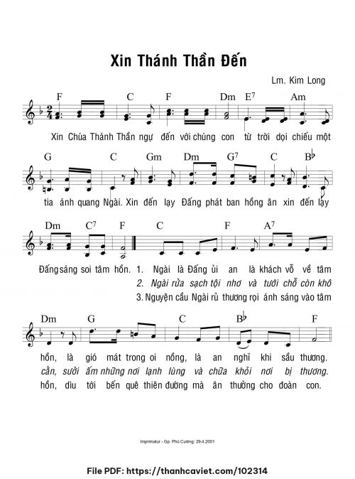 Xin Thánh Thần đến - Lm. Kim Long - trang 1