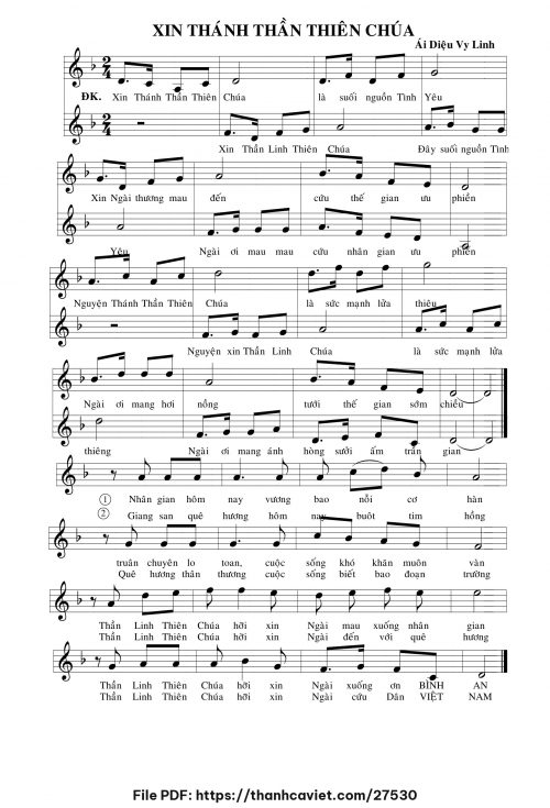 Xin Thánh Thần Thiên Chúa - Sr. Ái Diệu Vy Linh - trang 1