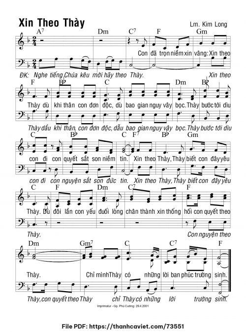 Xin theo Thầy - Lm. Kim Long - trang 1