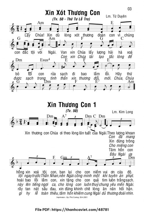 Xin thương con 1 - Lm. Kim Long - trang 1