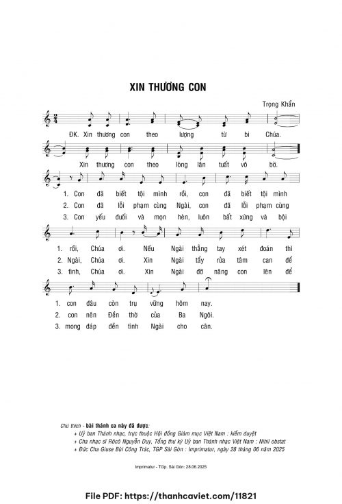 Xin thương con - Lm. Trọng Khẩn - trang 1