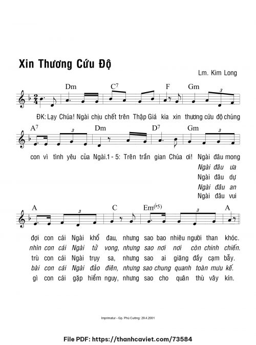 Xin thương cứu độ - Lm. Kim Long - trang 1