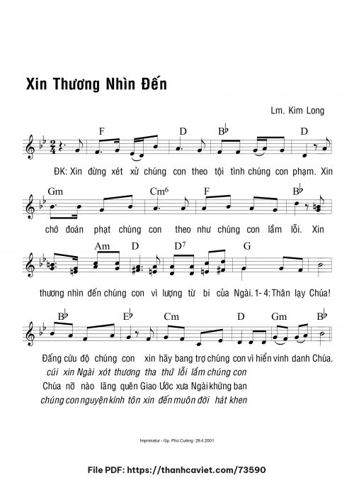 Xin thương nhìn đến - Lm. Kim Long - trang 1