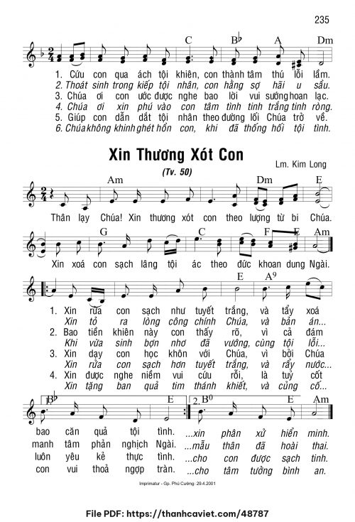Xin thương xót con - Lm. Kim Long - trang 1
