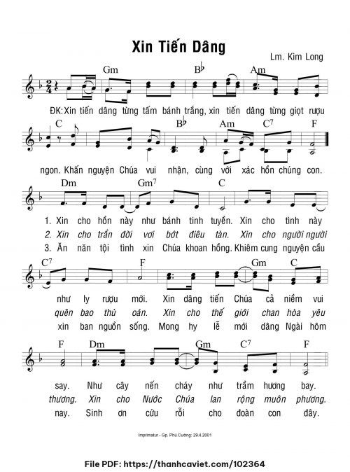Xin tiến dâng - Lm. Kim Long - trang 1