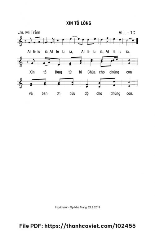 Xin tỏ lòng - Lm. Mi Trầm - trang 1