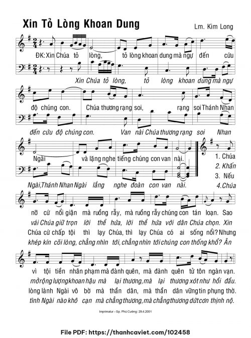 Xin tỏ lòng khoan dung - Lm. Kim Long - trang 1