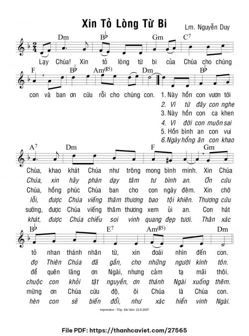 Xin tỏ lòng từ bi - Lm. Nguyễn Duy - trang 1