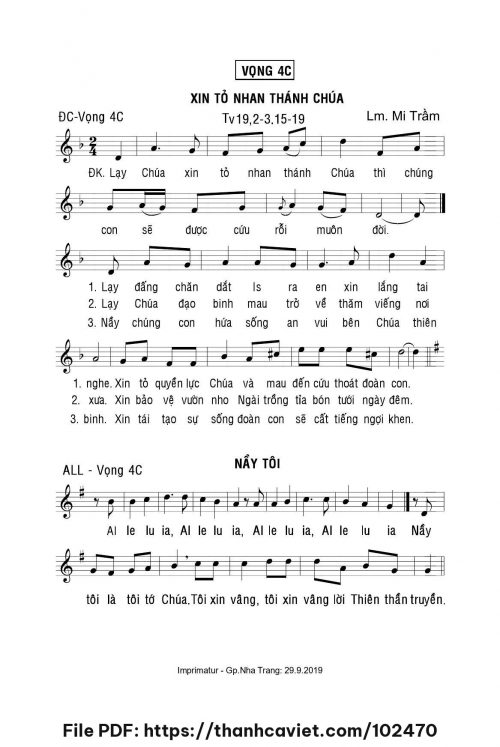 Xin tỏ Nhan Thánh Chúa - Lm. Mi Trầm - trang 1