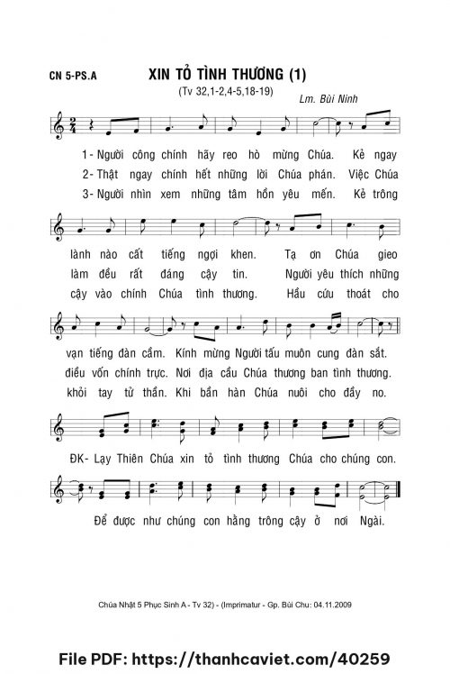 Xin tỏ tình thương 1 - Lm. Bùi Ninh - trang 1