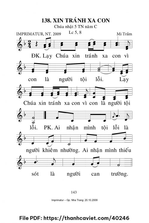 Xin tránh xa con [CN5 TNC] – - Lm. Mi Trầm - trang 1