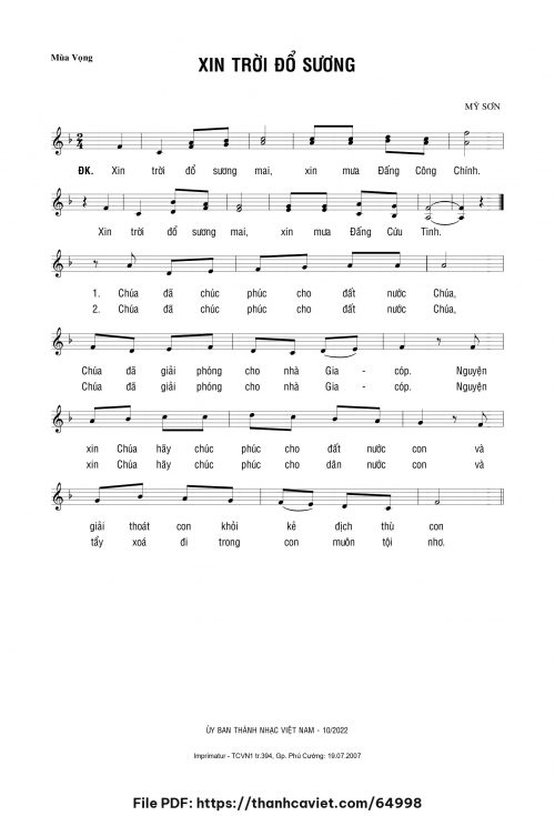 Xin trời đổ sương - Lm. Mỹ Sơn - trang 1